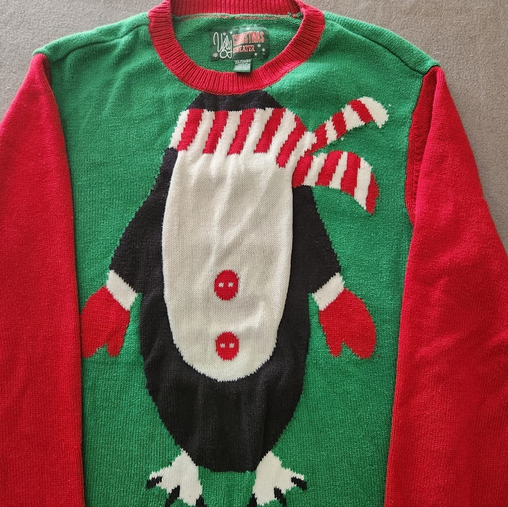 Ugly Christmas Sweater Holiday Time Penguin Xl Christmas Winter Party Teacher